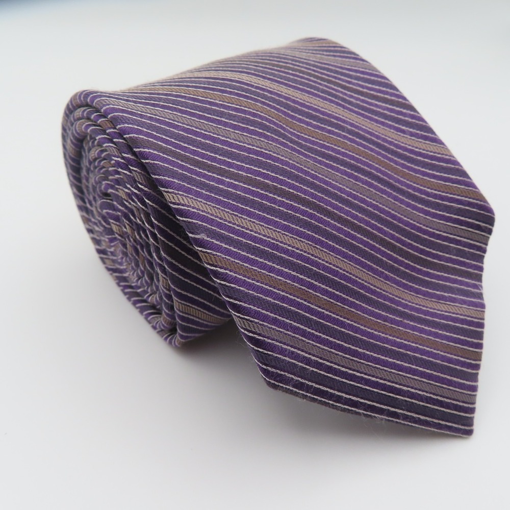 Jos A Bank Tie Silk Purple Striped 3.75" Wide 59" Long